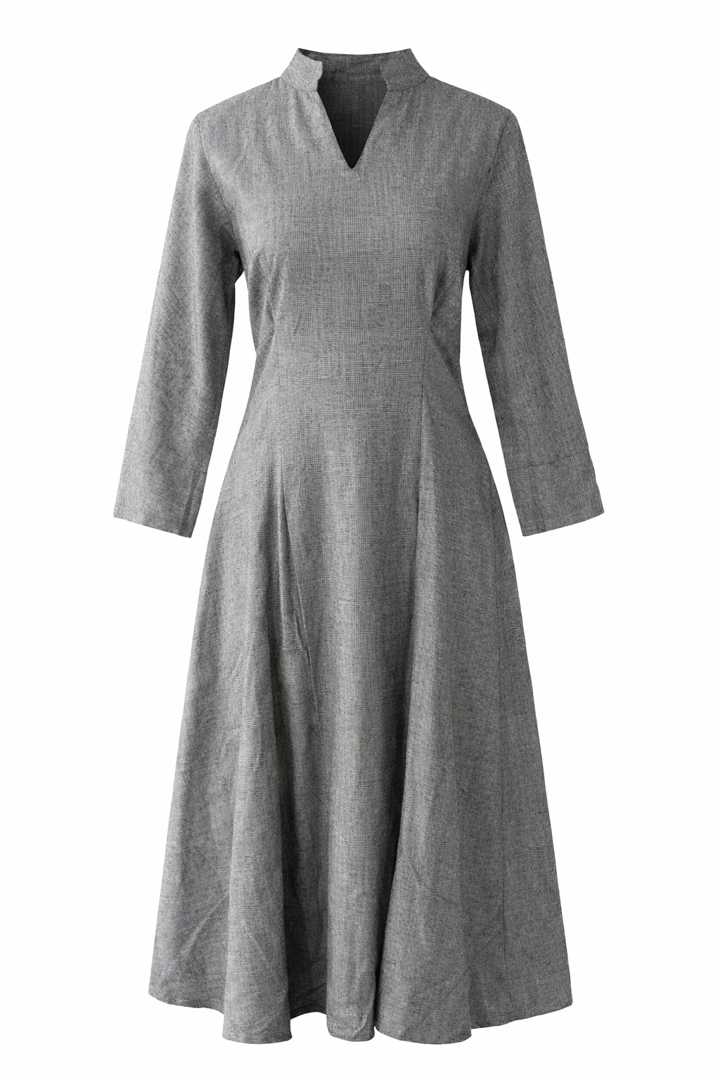 Tailored waist A-line cotton midi dress