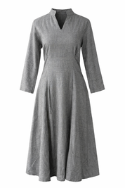Tailored waist A-line cotton midi dress
