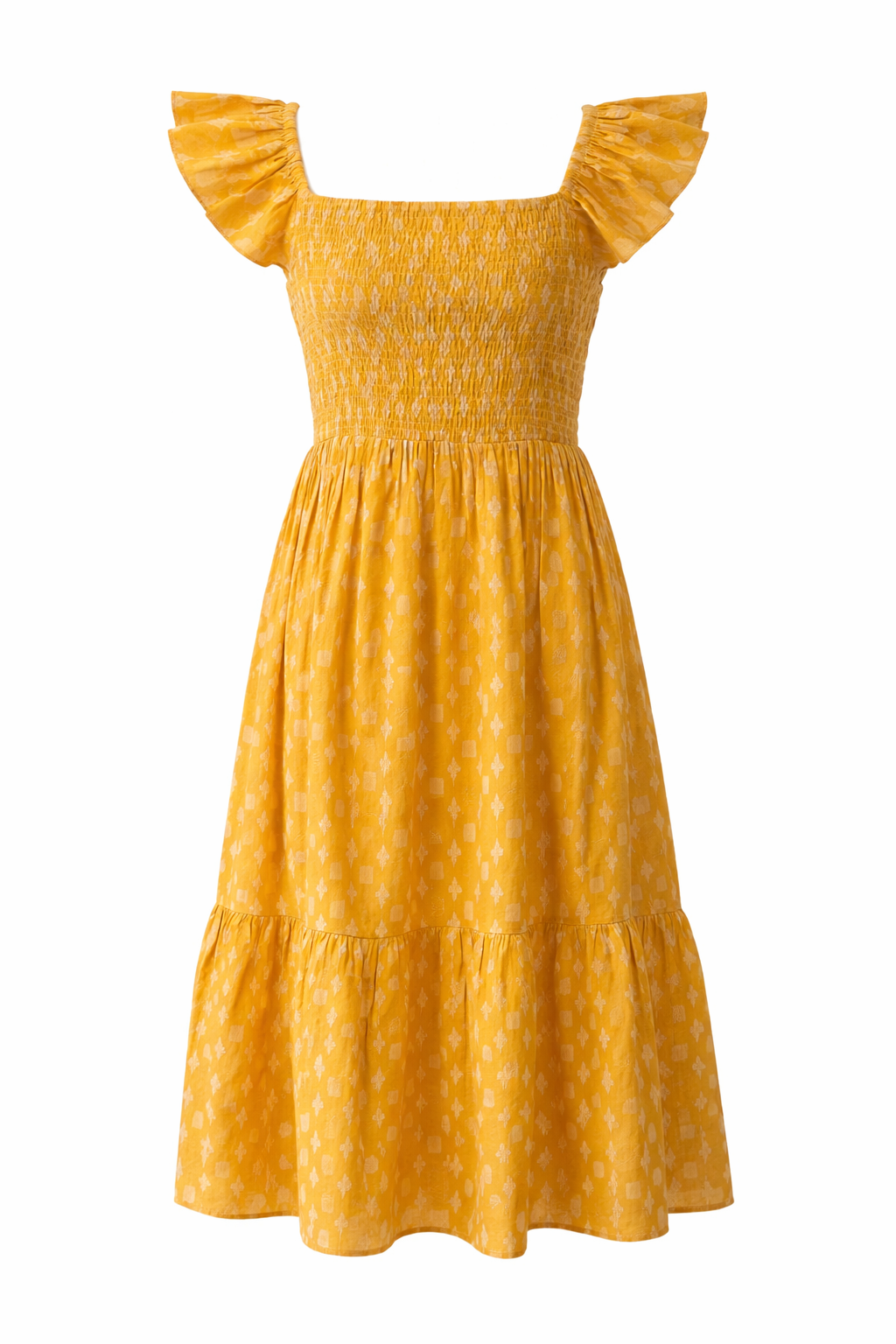 Textured cotton dobby summer midi dress