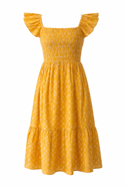 Textured cotton dobby summer midi dress