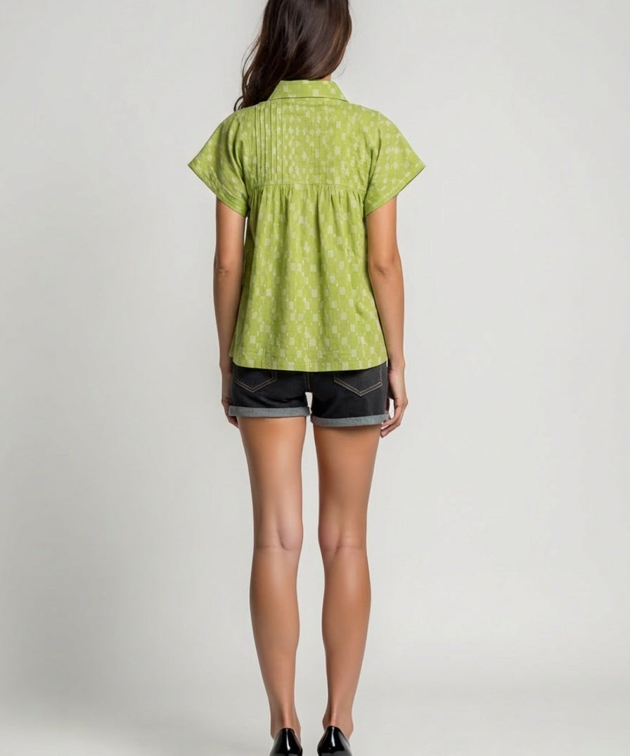 Breathable textured cotton dobby summer top