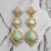 Gemstone CZ Dangle Earrings