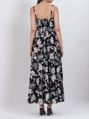 Tiered floral dress featuring a V-neck design