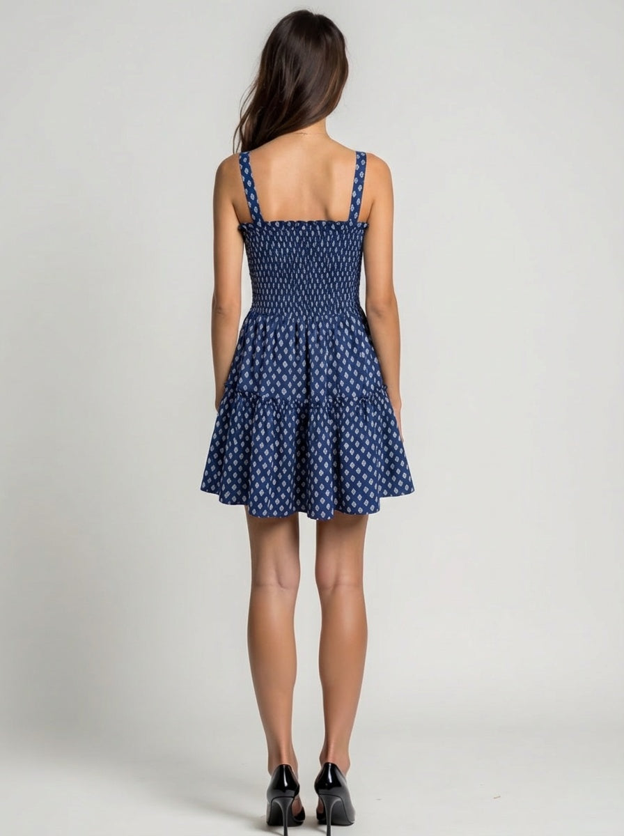 Tiered ruffle hem flared summer sundress
