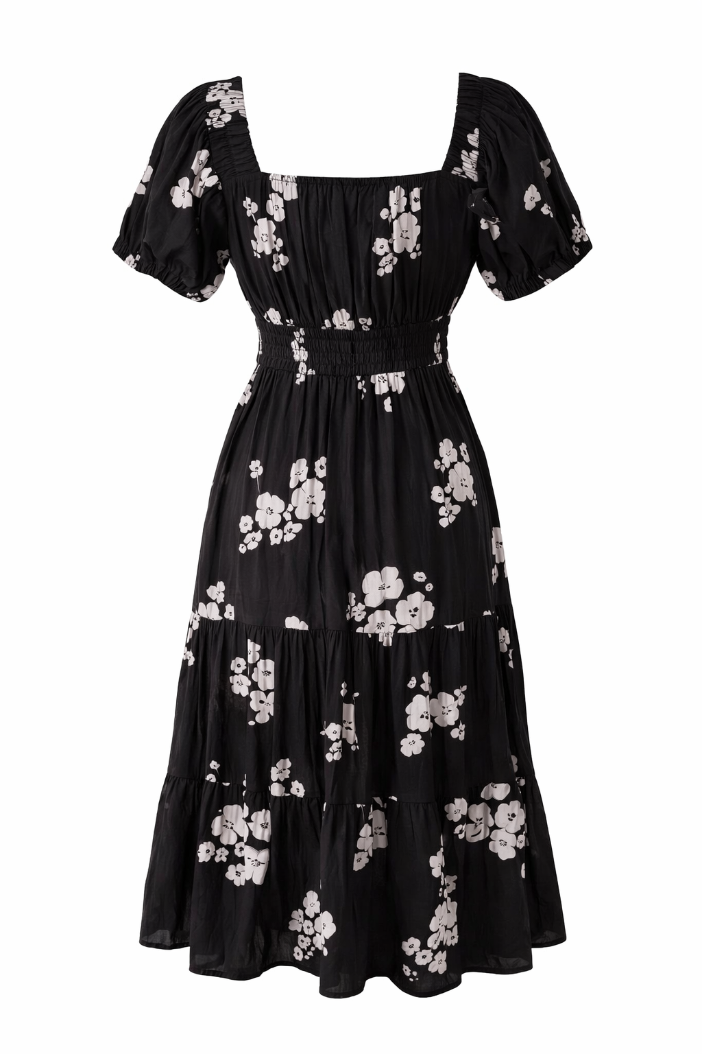 Versatile solid cotton button front midi dress
