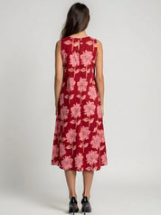 Vibrant floral print sleeveless cotton summer dress